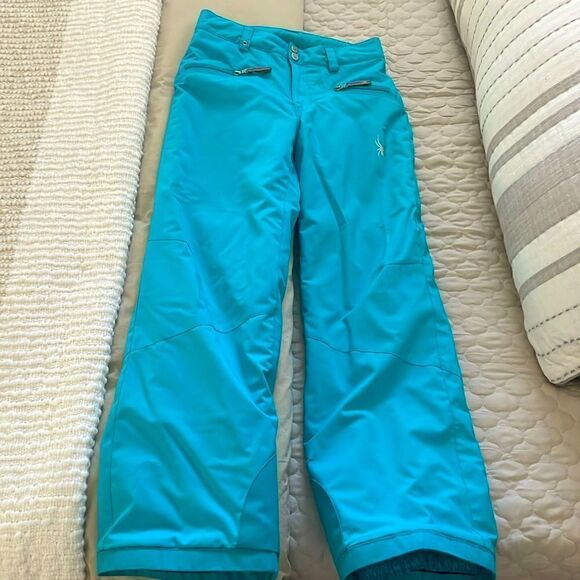 Spyder Girls Turquoise Blue Snow Pants - Picture 1 of 9